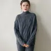 Suéter de punto de cachemira grueso para mujer, jersey engrosado con trenzado de siete agujas, corte holgado vintage, nuevo top versátil