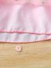 Vestido Novo de Verão para Meninas Rosa Bordado com Flores Malha Vestido Princesa Vestido de Aniversário Saia Ombro Assimétrico Saia de Alça