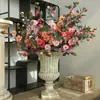 Flor artificial de Camelia Salvaje Rama Larga flor falsa decoración Sala de estar china Mueble de TV Pasillo Mesa de comedor decoración