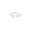 Anillo de Cola de Cumpleaños Abierto de Acero Inoxidable Chapado en Oro de 18K con Piedra de Nacimiento, Anillo Fino de Moda Ins Europeo y Americano, Simple, Lujo Ligero