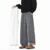 Calça de Moletom Masculina Nova para Outono e Inverno, Veludo Espesso, Esportiva Casual, Caimento Reto Liso, Cor Sólida, Tamanho Grande, Perna Larga