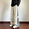 Pantalones Tie-dye Sucios de Otoño para Hombre Marca de Moda Rayas Americanas Pierna Ancha Holgados Talla Extra Casual Rectos Deportivos