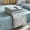 Colcha Fresca de Verão Bordada com Conchas Algodão Lavado Fio Dupla Camada Colcha de Verão Conjunto de Quatro Peças Fina Desenho Animado Lavável à Máquina Lavável Colcha de Presente