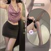 Lencería Sexy, Uniforme de Secretaria de Abstinencia, Traje Morado de Celebridad de Internet con Espalda Descubierta, Lencería Reveladora Sexy que Cubre el Trasero, Tentación
