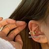 Clip de hueso de oreja francés elegante con microincrustaciones de circonita Dongju, clip para oreja sin perforación con perla