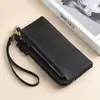 Correa de Muñeca Desmontable Cartera Larga para Mujer Piel Genuina Multifuncional Bolso para Teléfono Móvil Nuevo Bolso de Mano con Cremallera de Tres Capas para Mujer
