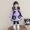 Chaqueta de Algodón con Forro de Felpa Kuromi Elegante para Niñas Invierno 2025 Nuevo Abrigo de Algodón Grueso Cálido con Capucha para Bebés Niñas