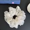 Elástico de cabelo scrunchie branco de renda doce estilo francês de alta qualidade para mulheres, acessório de cabelo elegante para a parte de trás da cabeça