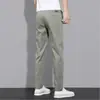Pantalones Casuales de Seda de Hielo de Secado Rápido para Hombre Moda Tendencia Pantalones Largos Ajustados Versátiles Finos Transpirables Pantalones Deportivos para Hombre Verano