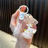 Chaveiro de panda cheio de óleo, garrafinha com areia movediça de maçã, pingente de bolsa, chaveiro de carro, prêmio de máquina de pegar, pequeno presente