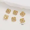 Cobre Chapado en Oro de 18 Quilates Zircón Flor Tapa Espaciadora Accesorios Componentes para Joyería DIY Espaciador de Cuentas Tapa Flor Materiales