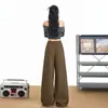 Calça jeans nova de outono/inverno estilo retrô americano, confortável e valoriza a silhueta, comprimento longo, versátil para o dia a dia, estilo casual e descontraído, corte solto para mulheres