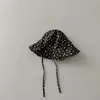 Ins Korean Wave Dot Baby Hat Primavera e Outono Fino Protetor Solar Chapéu de Pescador Meninas Pequeno Mês-Idade Lace-Up Bacia Chapéu