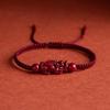 Pulseira de Cordão Vermelho Pixiu Fucai de Cinábrio para Homens e Mulheres Tecida à Mão Esta Vida Boa Sorte Cordão de Cinábrio Corda de Mão de Casal para Bebê