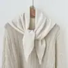 Novo Lenço Triangular Pequeno de Cor Pura Lã Australiana Mesclada Tricotado Turbante Feminino Outono e Inverno Xale Externo Quente