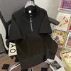 Nueva camiseta tipo polo con cremallera de color liso para hombre, camiseta de verano con diseño único, de manga corta, elegante y moderna para adolescentes
