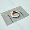 Manteles Individuales de Cuero con Patrón de Tela Estilo Nórdico para Mesa de Comedor, Manteles Aislantes para el Hogar de Doble Cara, Manteles Individuales Cuadrados Estilo Occidental para Hotel, Impermeables