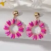 Pendientes Tejidos de Cristal con Círculo de Flores de Colores Lujo Accesible Nicho Pendientes de Gama Alta Moda Europea y Americana Pendientes Elegantes para Mujer
