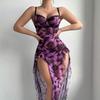 Vestido Largo Sedcutor Europeo y Americano Transfronterizo Ins Deseo Puro Arrugado Sexy Chica Atrevida Conjunto de Pijama Sexy Transparente