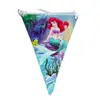 Platos de Papel, Servilletas, Mantel, Banderín de la Princesa Sirena Ariel, Artículos Desechables para Fiesta de Cumpleaños Infantil