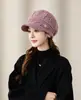 Boina de tricô para mulheres, chapéu de lã quente para outono e inverno, moderno e versátil, faz o rosto parecer menor, chapéu para clima frio, chapéu de mãe, estilo elegante, atacado