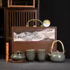 Yue Rui Olla con Mango Beige Horno de Temperatura Constante Set para Hacer Té Tarro Sellado para Frutos Secos Medicina Tradicional China Tarro de Almacenamiento Incienso Regalo
