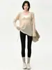 Sudadera con capucha para fitness para mujer, jersey de cuello en V, manga larga, holgada, adelgazante, caída, ligeramente transparente, ropa exterior de otoño, conjunto de pantalones de yoga, ropa para mujer
