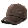 Sombrero de invierno para hombres de mediana edad y ancianos, sombrero a prueba de viento, gorra de béisbol a prueba de frío, gorra de pato extra gruesa con terciopelo, protección para las orejas, sombrero de algodón cálido