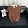 Camisa Polo, camiseta masculina de malha de manga curta com gola polo, decote em V, color block texturizado, estilo old money, atacado de fábrica transfronteiriço de verão