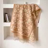 Bufanda Grande Jacquard de Doble Cara con Estampado de Leopardo y Borlas de Corazón para Mujer, Bufanda Cálida para el Cuello de Otoño e Invierno