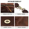 Bolso Cruzado Simple y Versátil para Mujer de Cuero Genuino Textura de Cuero Crazy Horse Diseño de Cierre Bolso de Hombro Bolso de Mano para Viajeros de Negocios