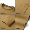 Camiseta de manga larga con cuello redondo para otoño, corte holgado, top atlético casual, absorbe la humedad, amigable con la piel, camiseta básica simple para hombre