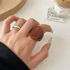 Anillo de Resina Marrón Manchado Maillard Europeo y Americano Anillo Personalizado Apilable para Dedo Índice Anillo Exagerado de Nicho Anillo