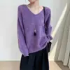 Nueva colección otoño/invierno 2026: Suéter de punto para mujer de corte holgado, estilo coreano, con cuello en V, diseñado para un look relajado y favorecedor, y fácil de combinar con otros atuendos