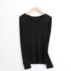 Camiseta Segunda Pele Derong Gola Redonda para Mulheres, Lã Australiana de Inverno Primavera e Outono Escovada Segunda Pele Manga Longa Slim-Fit