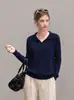 Tricô com gola polo vazada para mulheres, suéter de outono de manga longa com toque de alta qualidade, pode ser usado como camada externa, peça de estilo descontraído