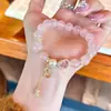 Familia Rosa Dorada~Pulsera de Perlas Rosa Dulce para Mujer, Pulsera Atractiva y Lujosa, Joyería Estilo Bosque para Mejor Amiga
