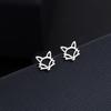 S999 Sterling Silver Foot Silver Brincos Niche Design Oco Fox Cat Ear Washing Sleep Free Pick Brincos Simples