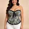 Top corsé de jacquard estilo pintura al óleo talla grande con diseño de ballenas, efecto reductor y moldeador de cintura, top de tubo para mujer, 4XL