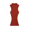 Ropa de mujer al por mayor transfronteriza 2026 otoño nuevo estilo dulce juvenil cuello semi-alto sin mangas ajustado chaleco de punto