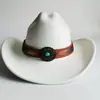 Sombrero Vaquero de Estilo Étnico Nuevo Transfronterizo, Sombrero de Fieltro Otoño e Invierno para Hombres y Mujeres, Sombrero Vaquero de Ala Ancha Turquesa