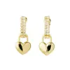 Pendientes de broche de metal con circonita microincrustada, forma de corazón, plateados, pequeños, simples, con temperamento, para la red, dos formas de llevar, pendientes de corazón