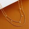 Colar de corrente de clavícula com pingente duplo de diamante dourado, moda requintada transfronteiriça, design de nicho, temperamento de luxo leve de alta qualidade
