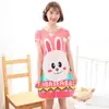 Camisón de verano de dibujos animados para mujer, venta al por mayor, de fábrica transfronteriza, bonito, de manga corta, de seda color leche, de una pieza, para el hogar
