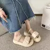 Pantuflas de Suela Gruesa para Mujer Verano Uso Exterior 2026 Estilo Nuevo de Moda Sandalias de Suela Blanda de Dos Vías Combinar con Faldas Sandalias Romanas de Playa