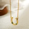 Collar de Herradura de Vaquero Occidental de Oro de 18 Quilates Colgante de Circonita Incrustada en Cobre Cadena para Clavícula de Acero Inoxidable Accesorios Transfronterizos Europeos y Americanos
