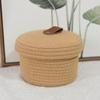 Cesta de almacenamiento tejida de algodón con tapa, snacks, yute, hecha a mano, por puntos, venta al por mayor, caja de almacenamiento de llaves para cosméticos, cesta de acabado
