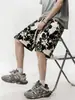 Shorts Finos de Verano para Hombre, Marca de Moda con Estampado de Peonías, Shorts de Playa Casuales Holgados de Pierna Recta, Frescos y Holgados