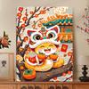 Pintura Digital DIY Panda Serie Animal con Caqui Simbolizando Buena Fortuna, Relleno y Coloración Hechos a Mano Pintura Decorativa para Alivio del Estrés
