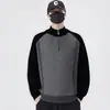 Suéter de Punto con Bloques de Color y Media Cremallera Estilo Coreano Ajustado para Hombre Otoño e Invierno Capa Base Casual Pulóver de Bloques de Color Cálido Marca de Tendencia